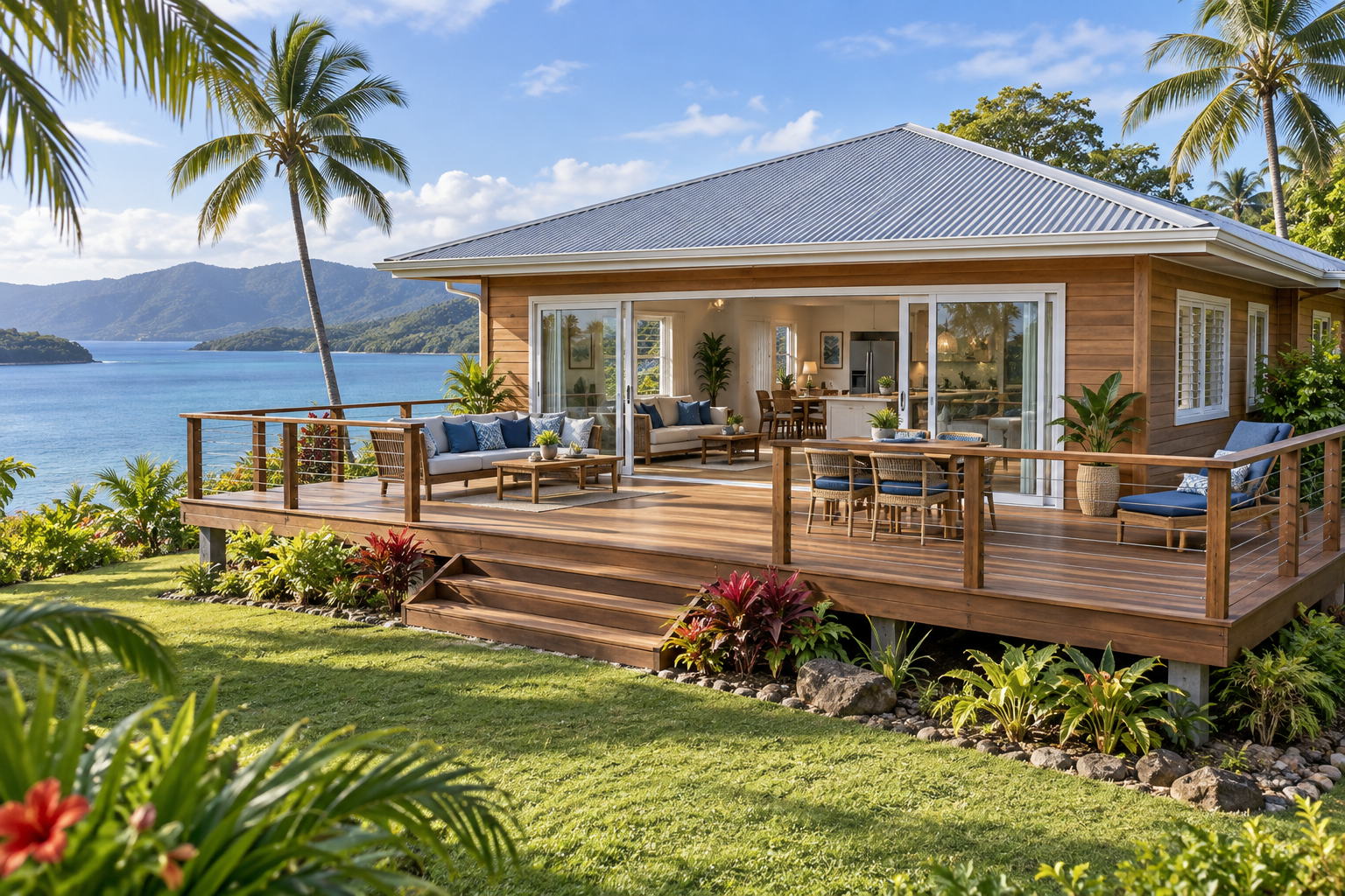 AI-generated exterior concept for Savusavu Coastal Home