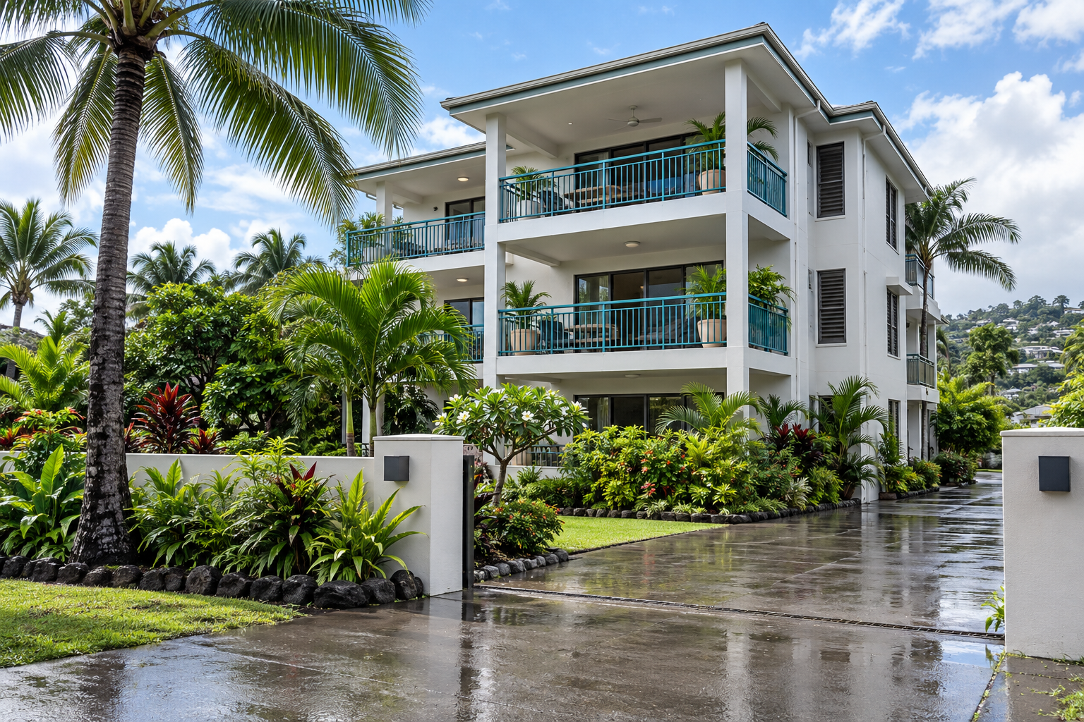 AI-generated exterior concept for Suva City Apartment